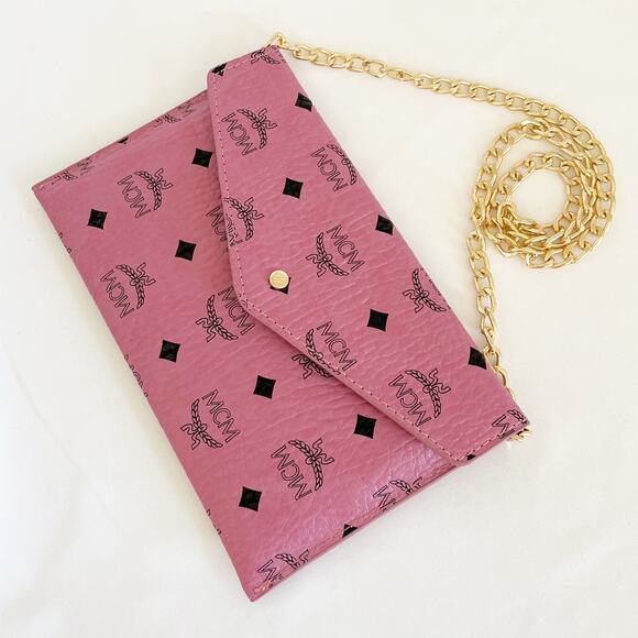🚨LOW START! MCM Leather Envelope Clutch Pink Visetos - Picture 7 of 12